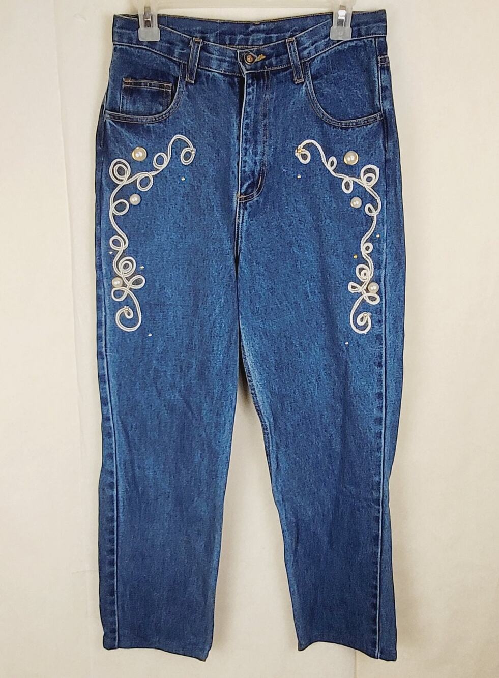 Vintage Boom Boom pearl embroidered jeans Size 10 Boho Western Cowgirl Hippie